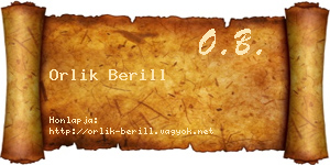 Orlik Berill névjegykártya